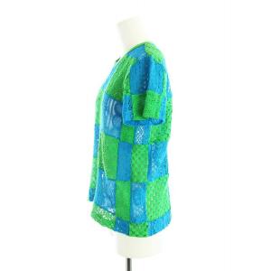 COMME des GARCONS ジュンヤ ワタナベ JUNYA WATANABE カットソー 半袖 レース 総柄 青 ブルー 緑 グリーン