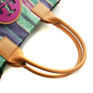 TORY BURCH トートバッグ ハンド ストライプ レザー PVC ロゴ マルチカラー GY18