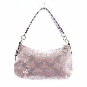 COACH ハンドバッグ ワンショルダー ポピーシグネチャーグルーヴィー スパンコール ロゴ ピンク 紫 パープル 14541