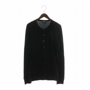 ポロシャツ カットソー 長袖 クルーネック 48 M 黒 ブラック