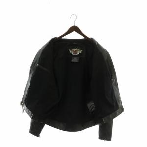 HARLEY DAVIDSON シングル ライダース ジャケット 革ジャン レザー アウター 背面ロゴ 裏地メッシュ ジップアップ L 黒 ブラック 97040-08VM