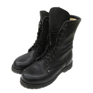 レースアップブーツ ショートブーツ レザー 黒 ブラック
