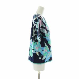 LEONARD Tシャツ カットソー 半袖 花柄 ロゴ 総柄 LL 紺 ネイビー 青 ブルー 0359140