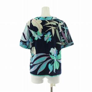 LEONARD Tシャツ カットソー 半袖 花柄 ロゴ 総柄 LL 紺 ネイビー 青 ブルー 0359140
