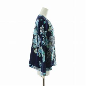LEONARD カーディガン 花柄 LL ネイビー ブルー