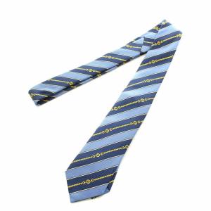 GUCCI ネクタイ レギュラータイ インターロッキングG チェーン柄 GG ストライプ ロゴ 青 ブルー 紺 ネイビー 643929