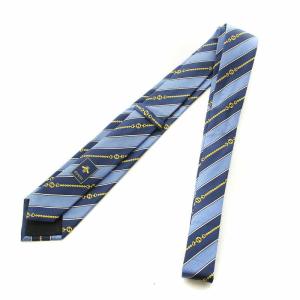 GUCCI ネクタイ レギュラータイ インターロッキングG チェーン柄 GG ストライプ ロゴ 青 ブルー 紺 ネイビー 643929