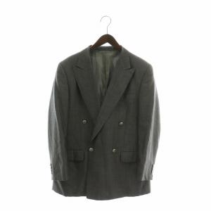 BURBERRY LONDON スーツ セットアップ 上下 テーラードジャケット ダブル 4B 背抜き 肩パッド ロゴボタン パンツ スラックス ジップフライ