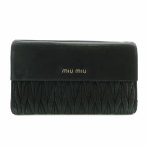 美品 miumiu ミュウミュウ マドラス レザー リボン 長財布 リボン がま口 長財布 三つ折り財布 マドラス レザー ピンク