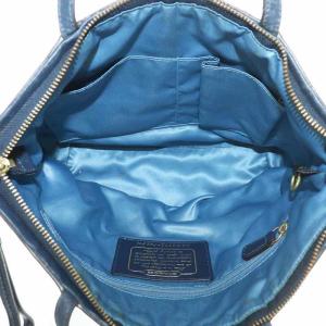 COACH トートバッグ ハンド ワンショルダー デニム キャンバス レザー シグネチャー 総柄 紺 ネイビー F12546