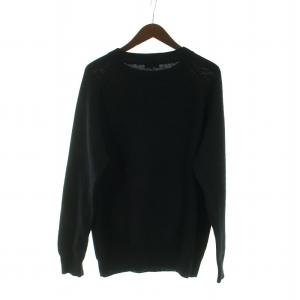 MARGARET HOWELL ニット セーター 長袖 ウール ロゴ L 黒 ブラック GY18