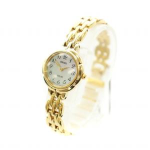 SEIKO 腕時計 ウォッチ ソーラー シェル文字盤 ロゴ ゴールド色 V110-0A70 GY18