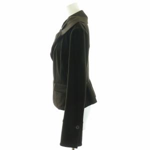 FOXEY NEW YORK ベロアジャケット テーラードジャケット ギャザー 40 M 茶 ブラウン GY11