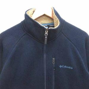 Columbia ニットジャケット ジップアップ 裏ボア 長袖 L 紺 ネイビー