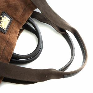 DOLCE&GABBANA トートバッグ ショルダー ダック地 裏地ヒョウ柄 ロゴ 茶 ブラウン GY18 /MQ