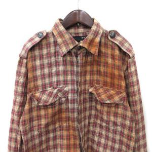 roar フランネル シャツ ネルシャツ チェック グラデーション 長袖 二丁拳銃 クロスガン 3 M-L ベージュ