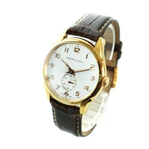 Hamilton ジャズマスター シンライン 腕時計 クォーツ スモセコ ラウンド レザーベルト 白文字盤