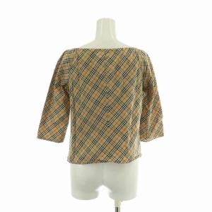 BURBERRY BLUE LABEL シャツ ブラウス 五分袖 ノバチェック 総柄 リボン 38 M ベージュ
