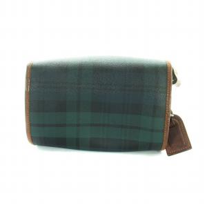 POLO RALPH LAUREN オールド ヴィンテージ ショルダーバッグ ブラックウォッチ チェック PVC レザー ロゴ 緑 グリーン GY18