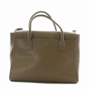 FURLA サッチェルバッグ ハンドバッグ ショルダー 2WAY レザー フラップ ロゴ ゴールド金具 茶色 ブラウン G6568