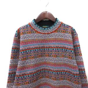 KENZO ニット 長袖 モックネック フェアアイル柄 ウール 2 M マルチカラー