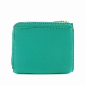 TORY BURCH 小銭入れ コインケース レザー L字ファスナー 裏地総柄 ロゴ ゴールド金具 緑 グリーン