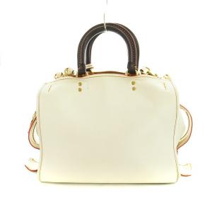 COACH ローググラブタン ハンドバッグ ショルダー 2WAY ロゴ ペブルレザー 白 ホワイト アイボリー GY18