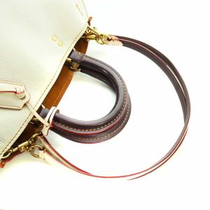 COACH ローググラブタン ハンドバッグ ショルダー 2WAY ロゴ ペブルレザー 白 ホワイト アイボリー GY18