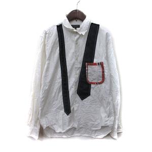 シャツ 長袖 ネクタイモチーフ XS 白 ホワイト PE-B004 /YI GY17