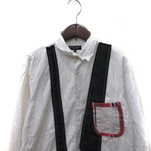 COMME des GARCONS HOMME PLUS シャツ 長袖 ネクタイモチーフ XS 白 ホワイト PE-B004 /YI GY17