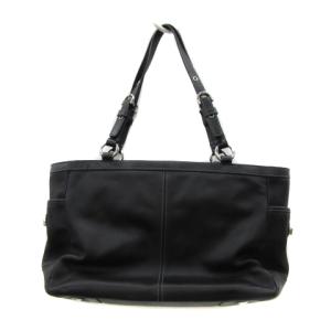 COACH プリーテッド ギャラリー ハンドバッグ トートバッグ レザー 革 ロゴチャーム付き 黒 ブラック F13759