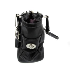 COACH プリーテッド ギャラリー ハンドバッグ トートバッグ レザー 革 ロゴチャーム付き 黒 ブラック F13759