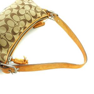 COACH ワンショルダーバッグ キャンバス レザー シグネチャー タッセル ロゴ 茶 ブラウン 6371 GY18