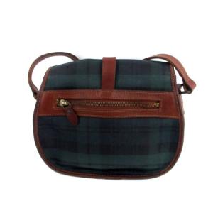 POLO RALPH LAUREN ショルダーバッグ 斜め掛け ブラックウォッチ チェック柄 レザー PVC ロゴ マルチカラー モスグリーン