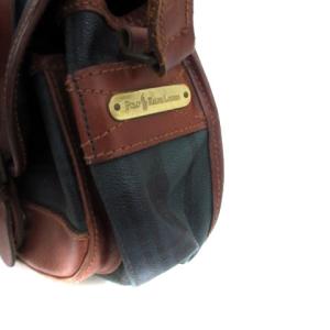 POLO RALPH LAUREN ショルダーバッグ 斜め掛け ブラックウォッチ チェック柄 レザー PVC ロゴ マルチカラー モスグリーン