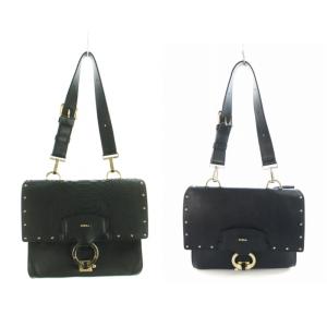 スクープ scoop ワンショルダーバッグ リバーシブル レザー ロゴ ゴールド金具 黒 ブラック GY18