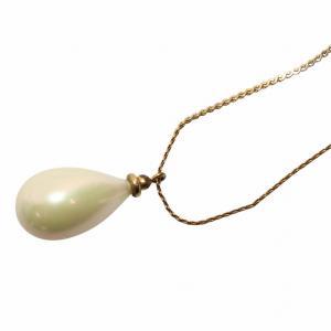 Christian Dior ネックレス ペンダント チェーン フェイクパール ロゴ ゴールドカラー 白 ホワイト