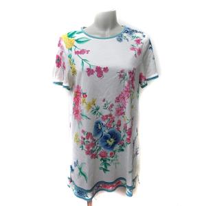 ファッション FASHION チュニック カットソー 半袖 花柄 マルチカラー /YI GY18