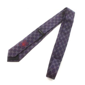 GUCCI ネクタイ レギュラータイ ドット柄 水玉 GGロゴ 絹 シルク 紺 ネイビー GY17