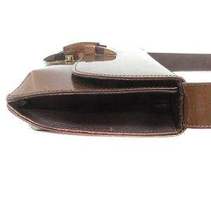 Salvatore Ferragamo ワンショルダーバッグ 木目調 PVC レザー 茶 ブラウン