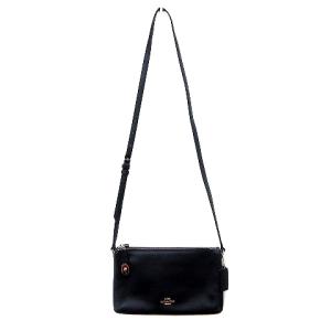 COACH クロスビー ショルダーバッグ レザー ロゴ 紺 ネイビー