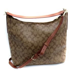 COACH ハンドバッグ ショルダーバッグ  2WAY ワンハンドル シグネチャー PVCレザー 茶 ブラウン F34910