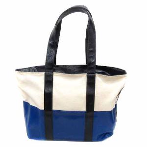 TORY BURCH トートバッグ ハンド キャンバス ナイロン ロゴ 白 ホワイト 青 ブルー