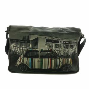 PAUL SMITH ショルダーバッグ メッセンジャー キャンバス 車 MINI ミニクーパー プリント マグネット グレー