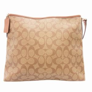 COACH F58297 シグネチャー ショルダーバッグ 斜め掛け クロスボディ スクエア ロゴ PVC レザー 茶 ブラウン