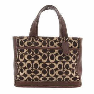 6167 シグネチャー ハンドバッグ トート キャンバス レザー ロゴ 茶 ブラウン /FT GY18
