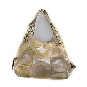 COACH ハンドバッグ トートバッグ オプアート 切替 レザー ベージュ 15771