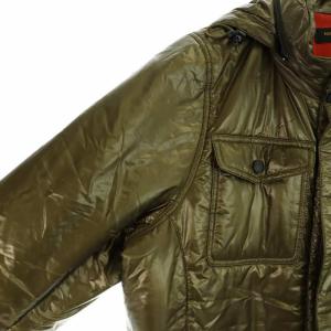 HUNTING WORLD 中綿ジャケット ブルゾン フード ナイロン 長袖 ロング ロゴ L カーキ GY18