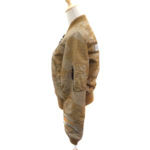 AVIREX MA-1ジャケット ブルゾンジャケット ミドル丈 総柄 L マルチカラー ベージュ