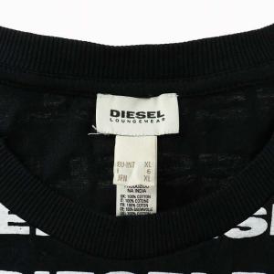 DIESEL Tシャツ カットソー 半袖 クルーネック ロゴ プリント 総柄 XL 黒 ブラック 白 ホワイト